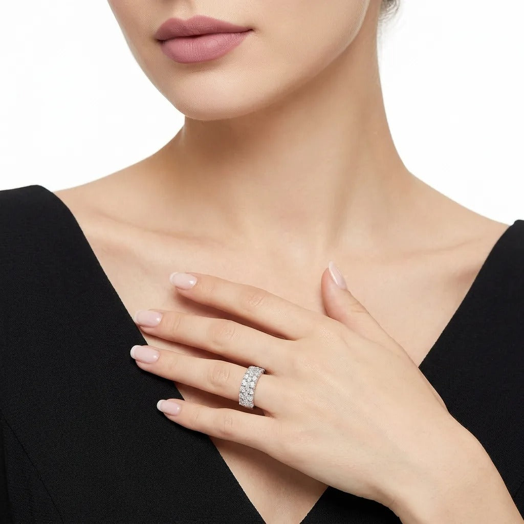 OZGI Double Row Moissanite Ring
