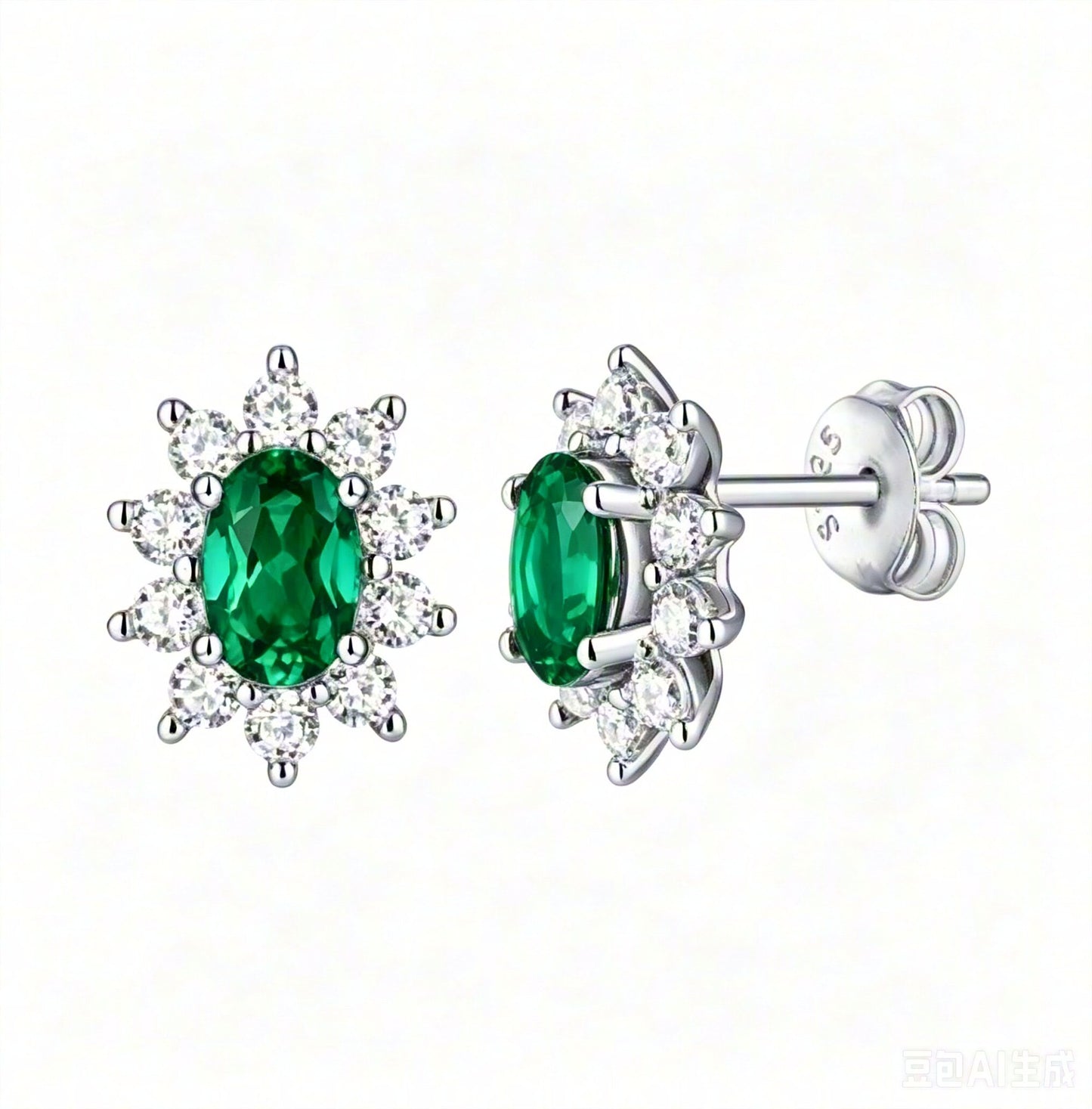 Emerald Bloom Stud Earrings