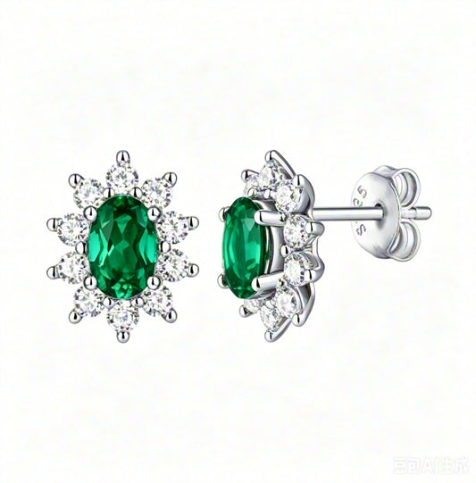 Emerald Bloom Stud Earrings