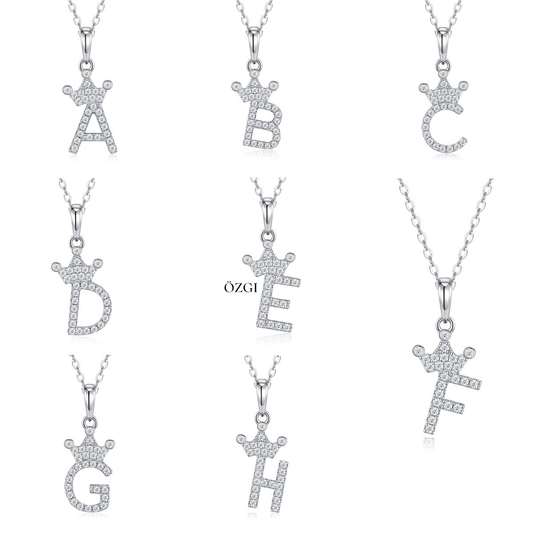 OZGI Crown Initial Necklace