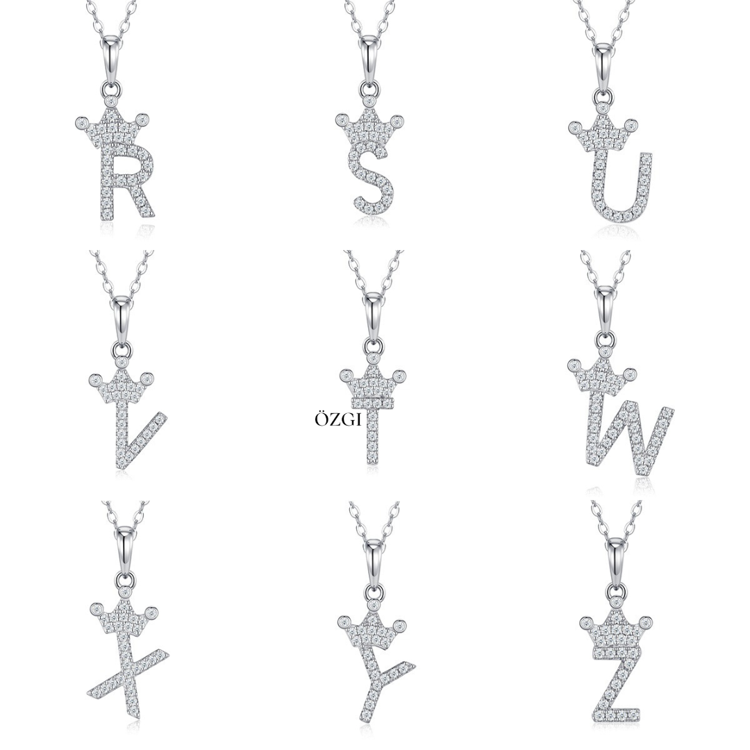 OZGI Crown Initial Necklace