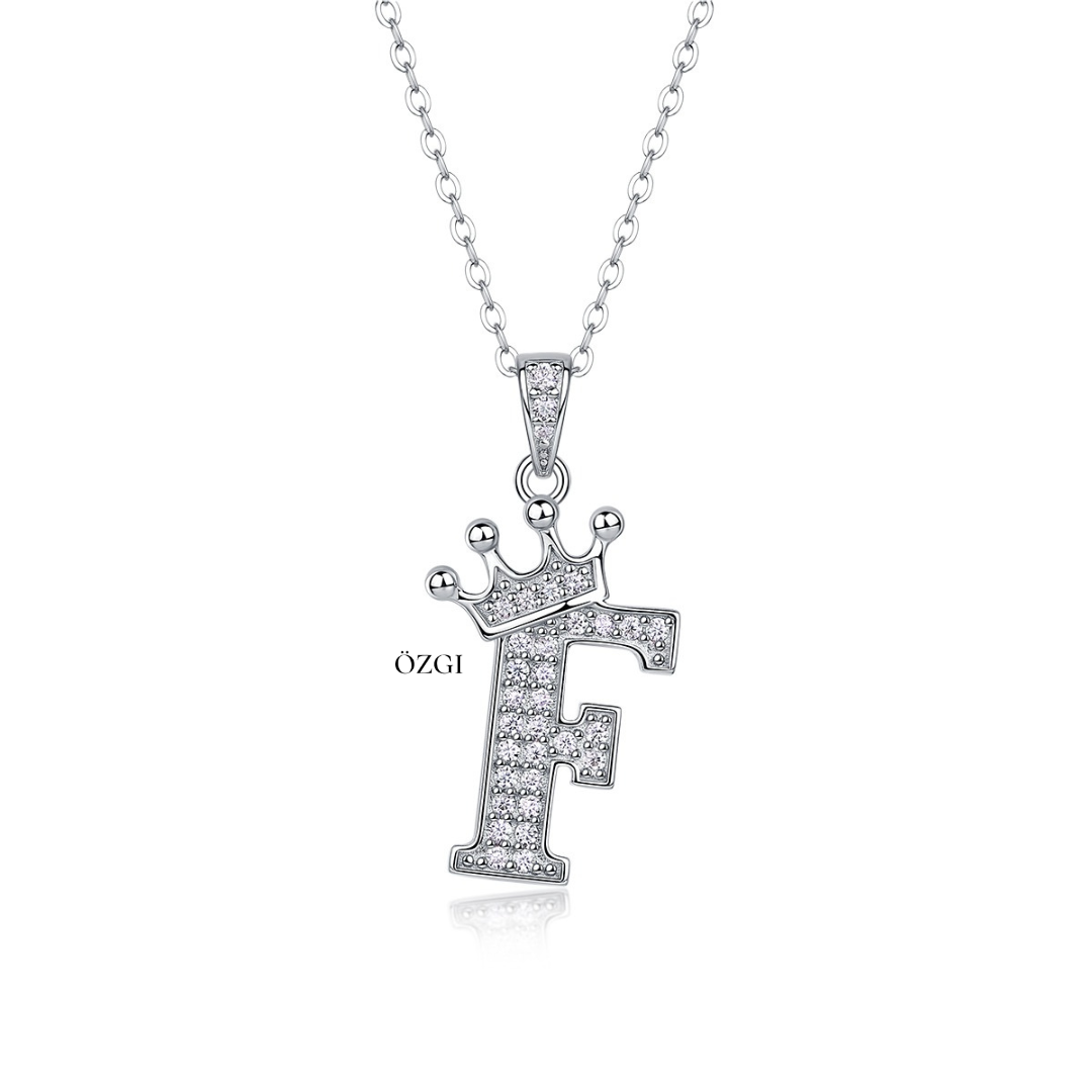 OZGI Crown Initial Necklace