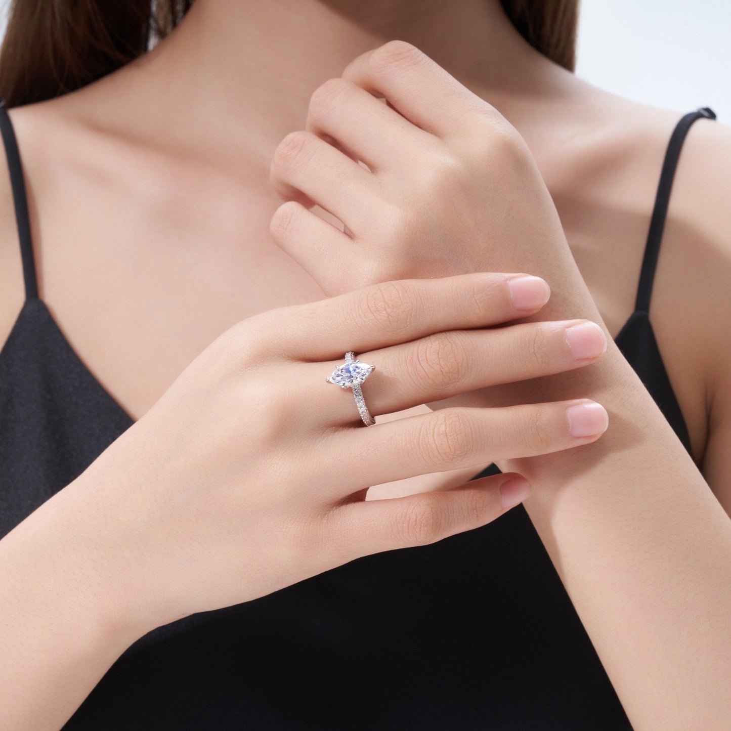 Marquise Cut Pavé Engagement Ring
