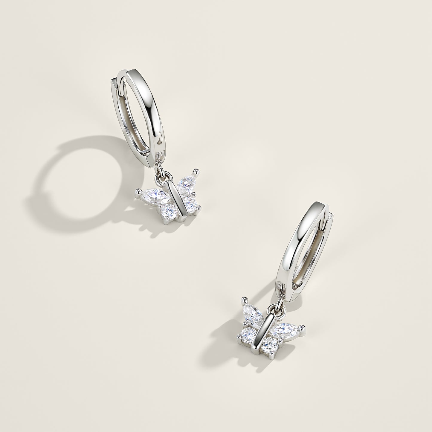 Butterfly Drop Hoop Earrings