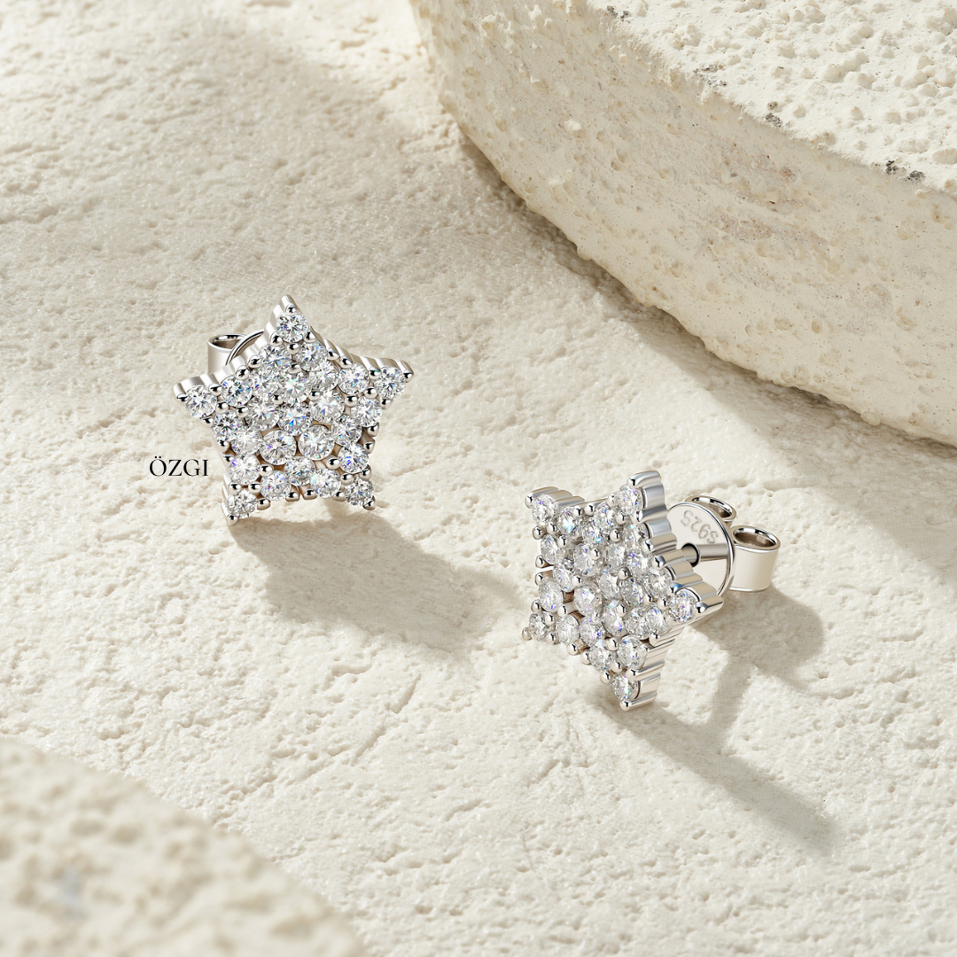 OZGI “Starlight” Moissanite Stud Earrings