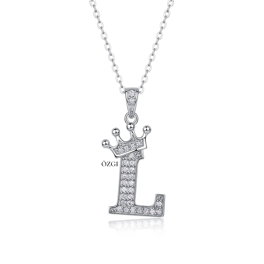 OZGI Crown Initial Necklace
