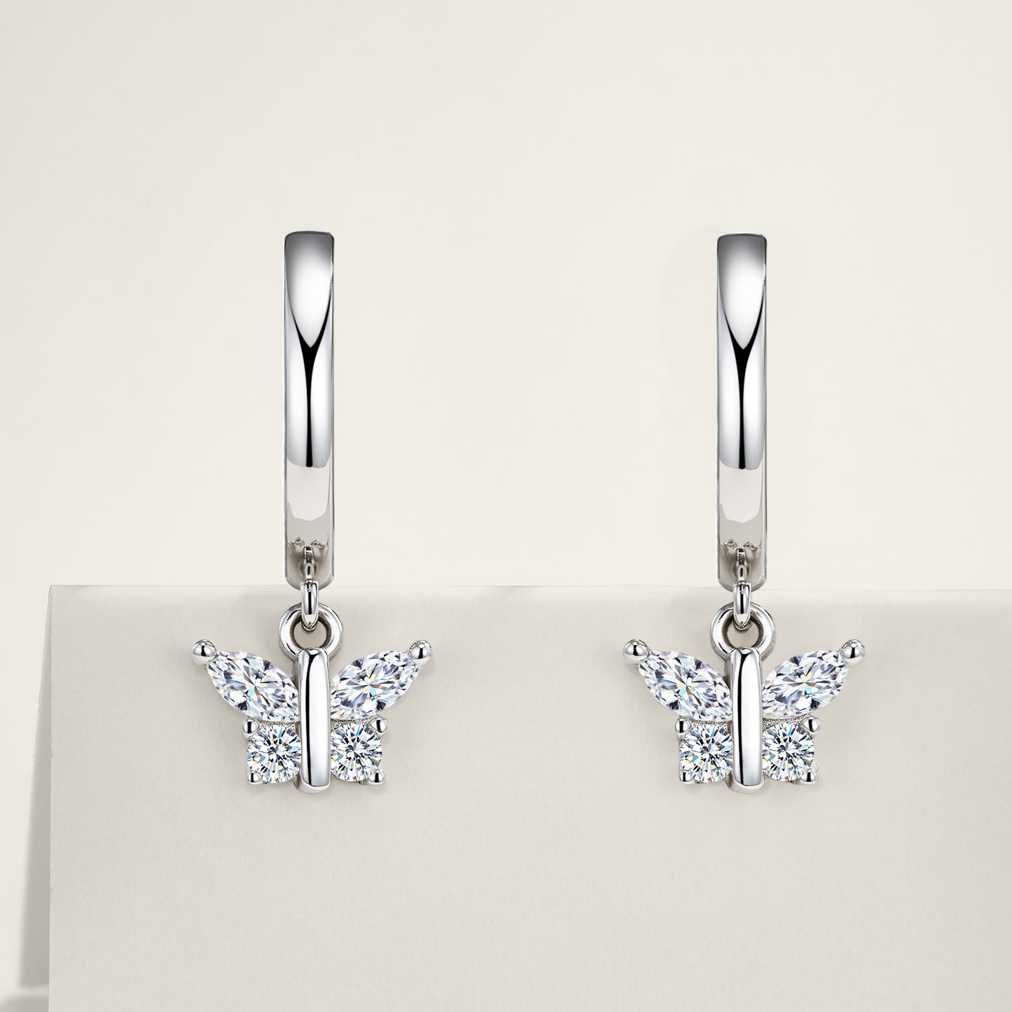 Butterfly Drop Hoop Earrings
