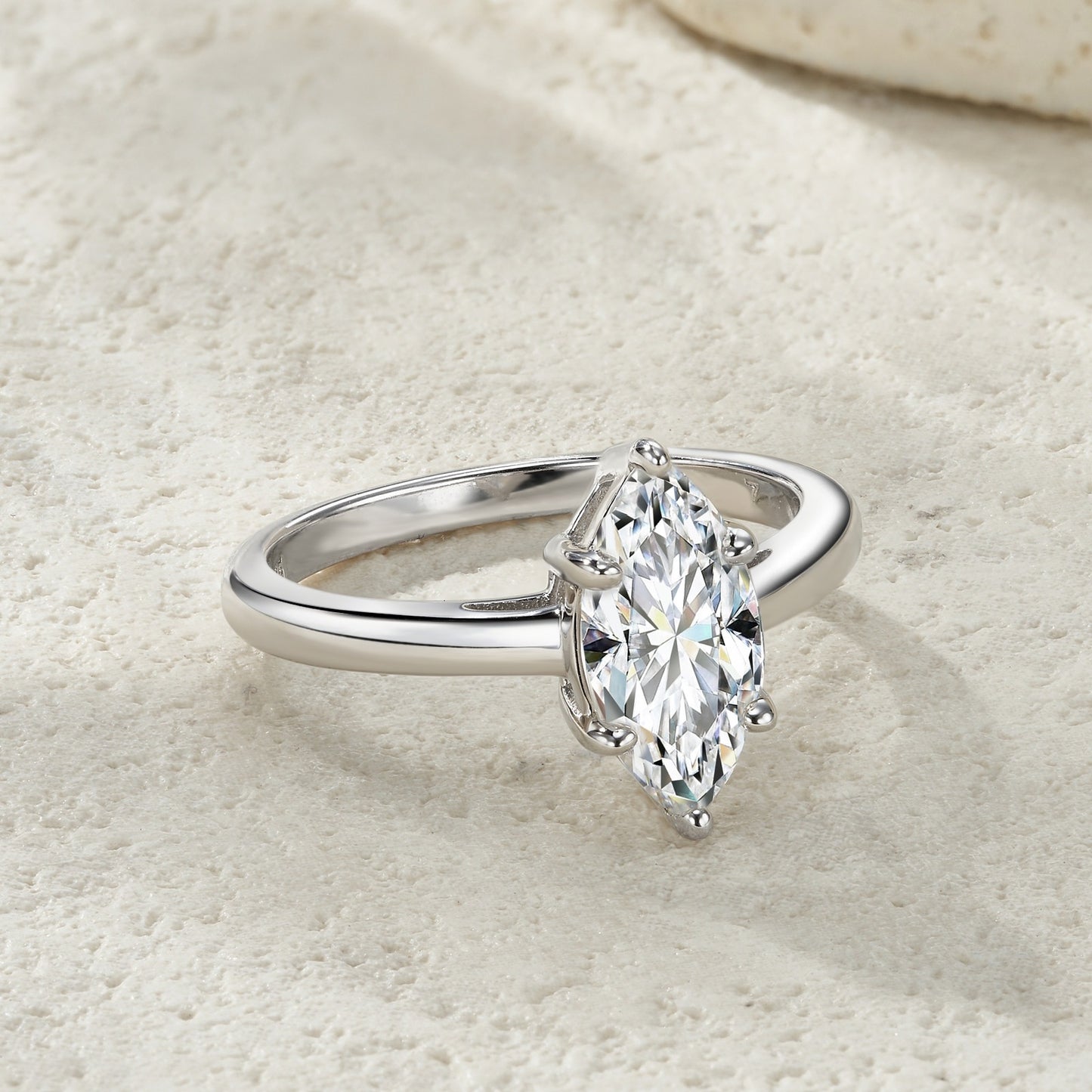 Marquise Solitaire Moissanite Ring
