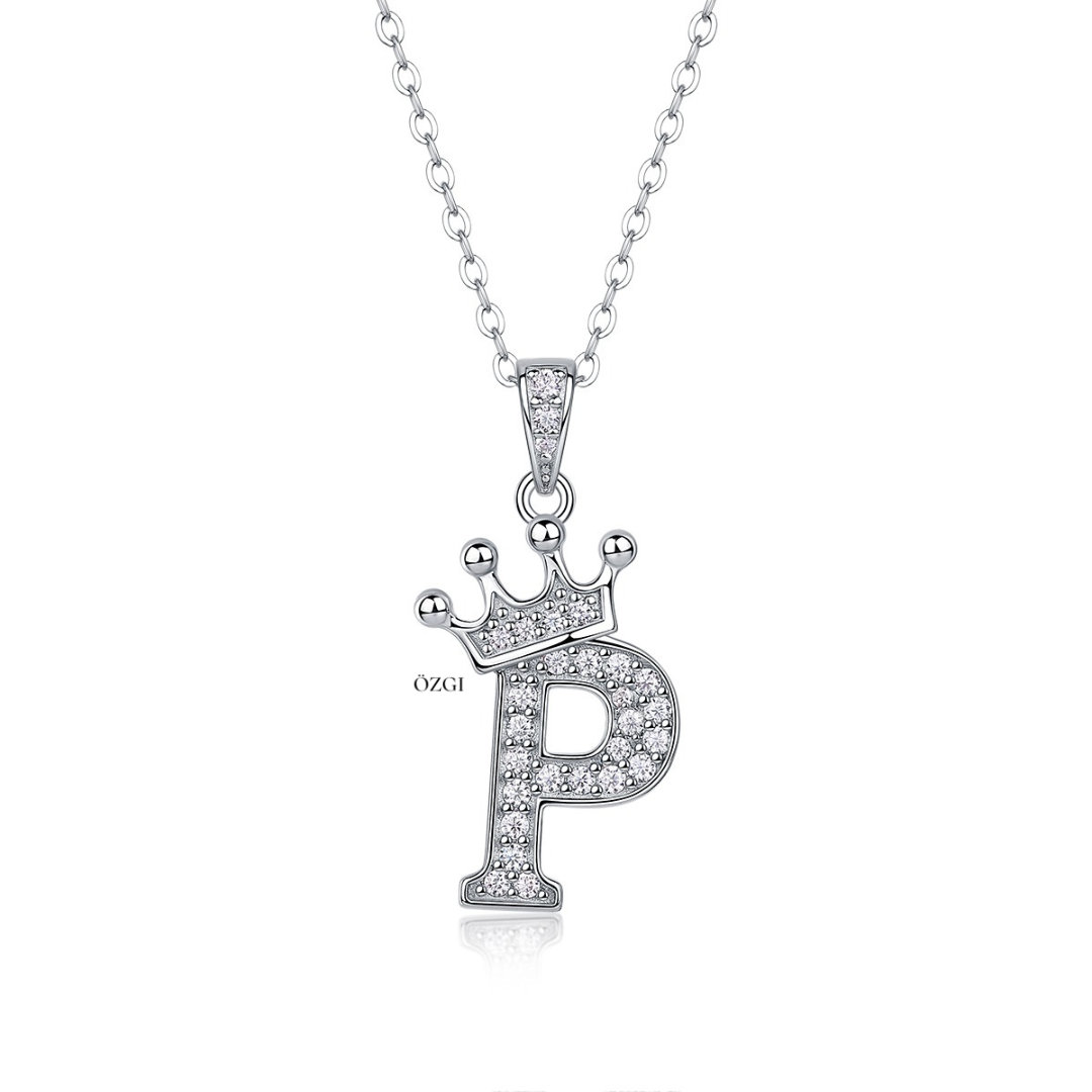 OZGI Crown Initial Necklace