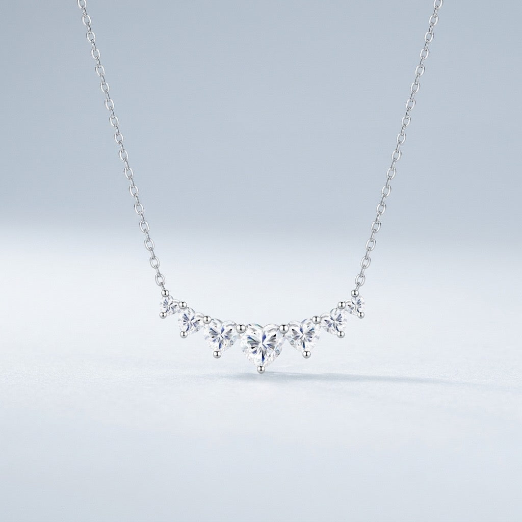 Heart Moissanite Cluster Necklace