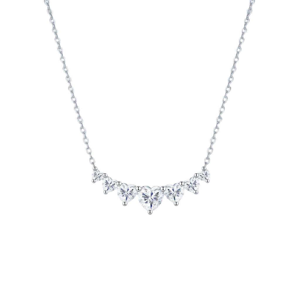 Heart Moissanite Cluster Necklace
