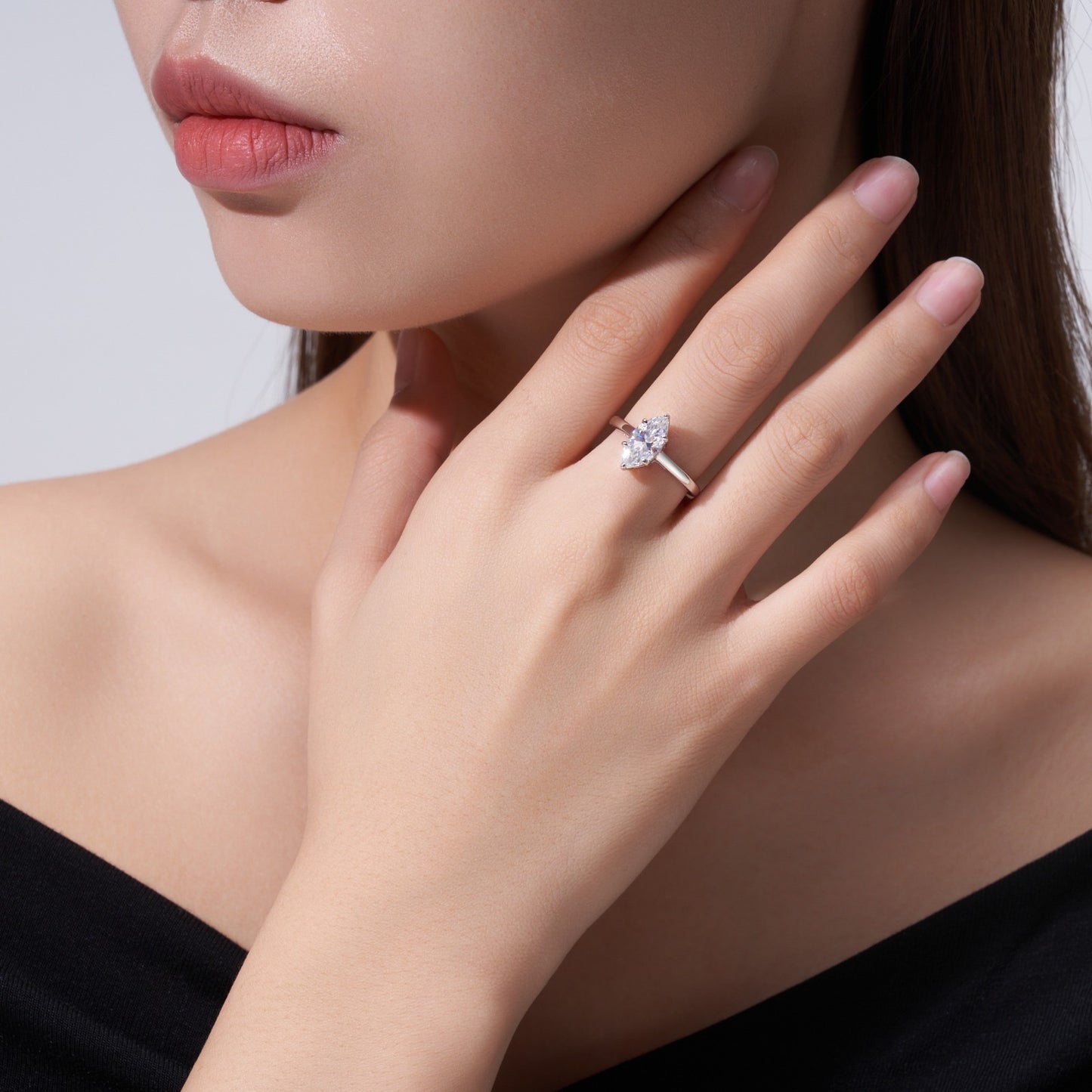 Marquise Solitaire Moissanite Ring