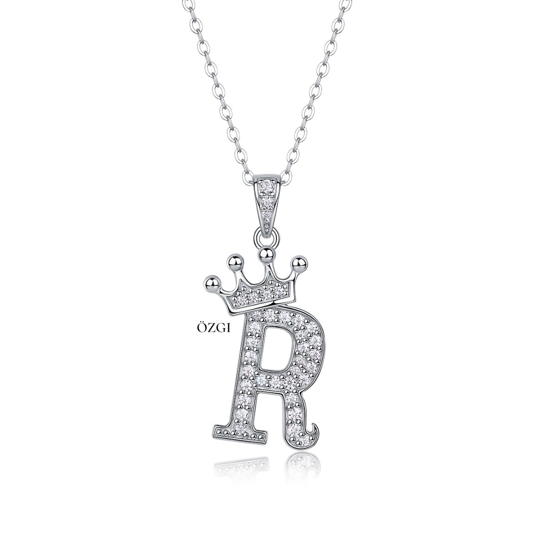 OZGI Crown Initial Necklace