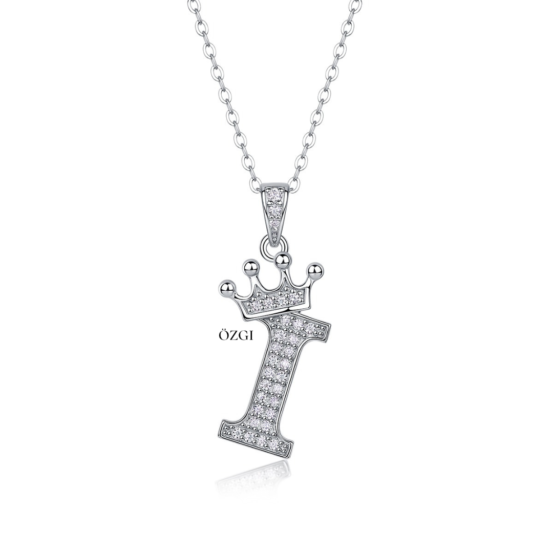 OZGI Crown Initial Necklace