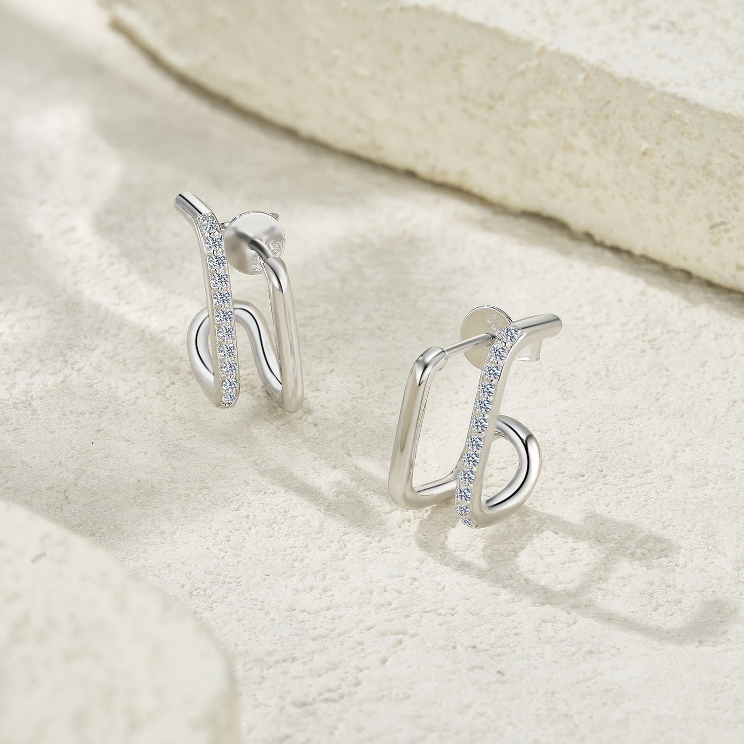 Twisted Pavé Hoop Earrings