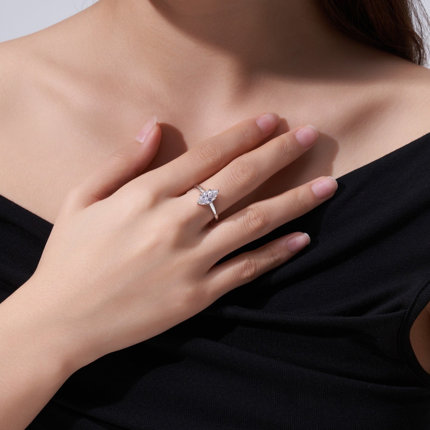 Marquise Solitaire Moissanite Ring