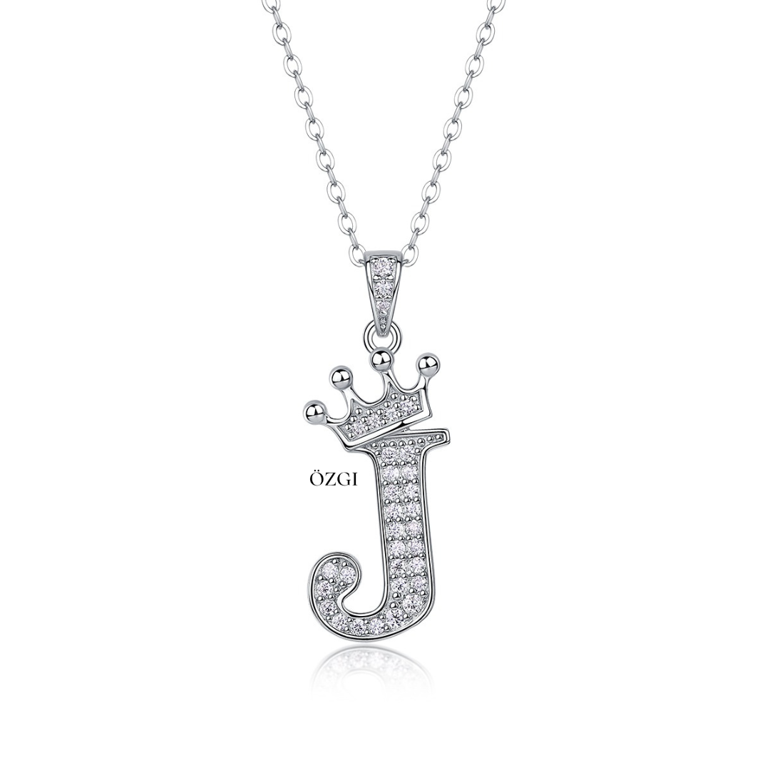 OZGI Crown Initial Necklace