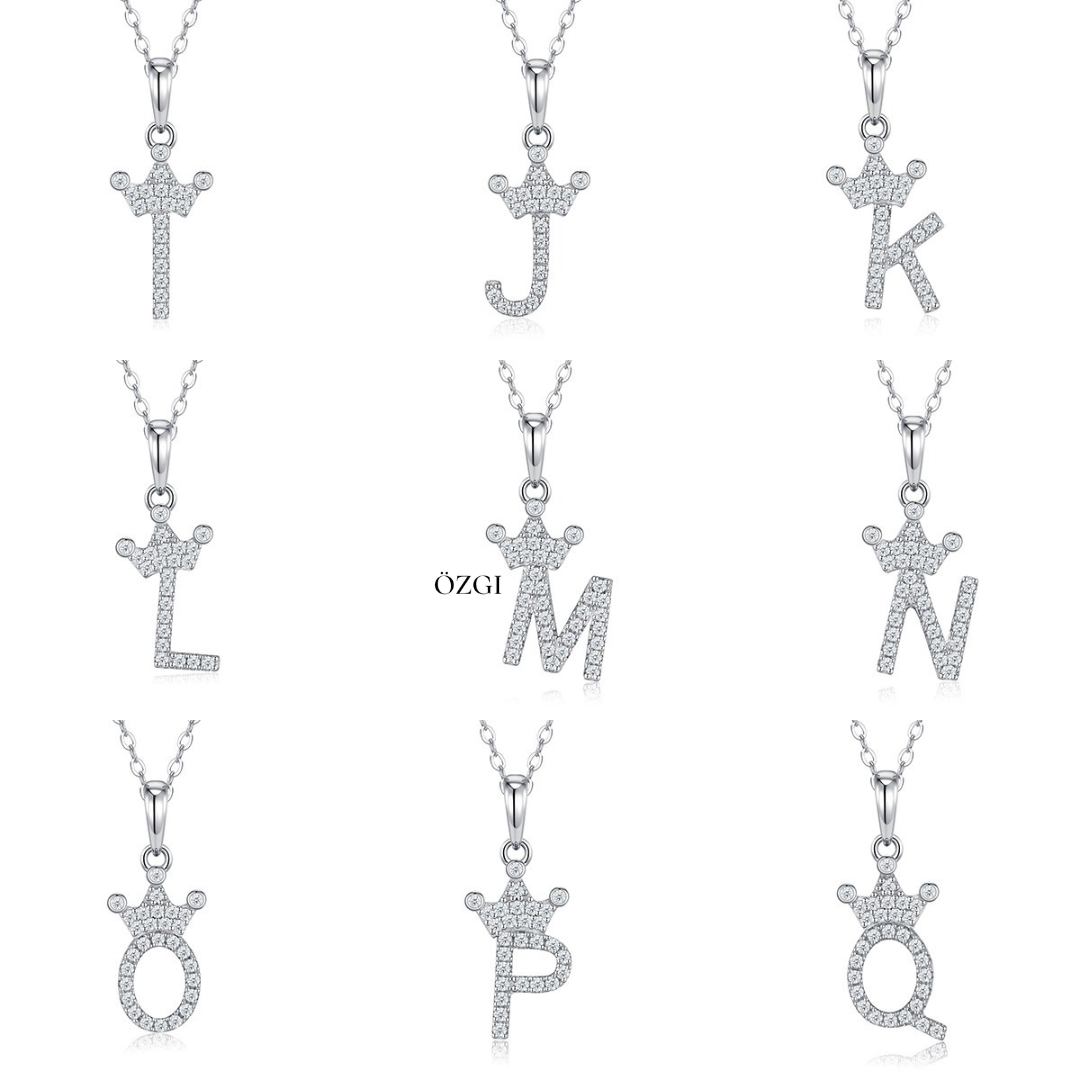 OZGI Crown Initial Necklace