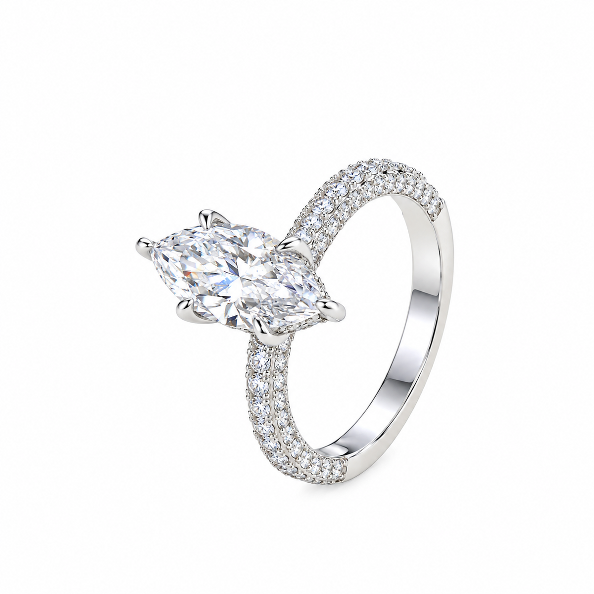 Marquise Cut Pavé Engagement Ring