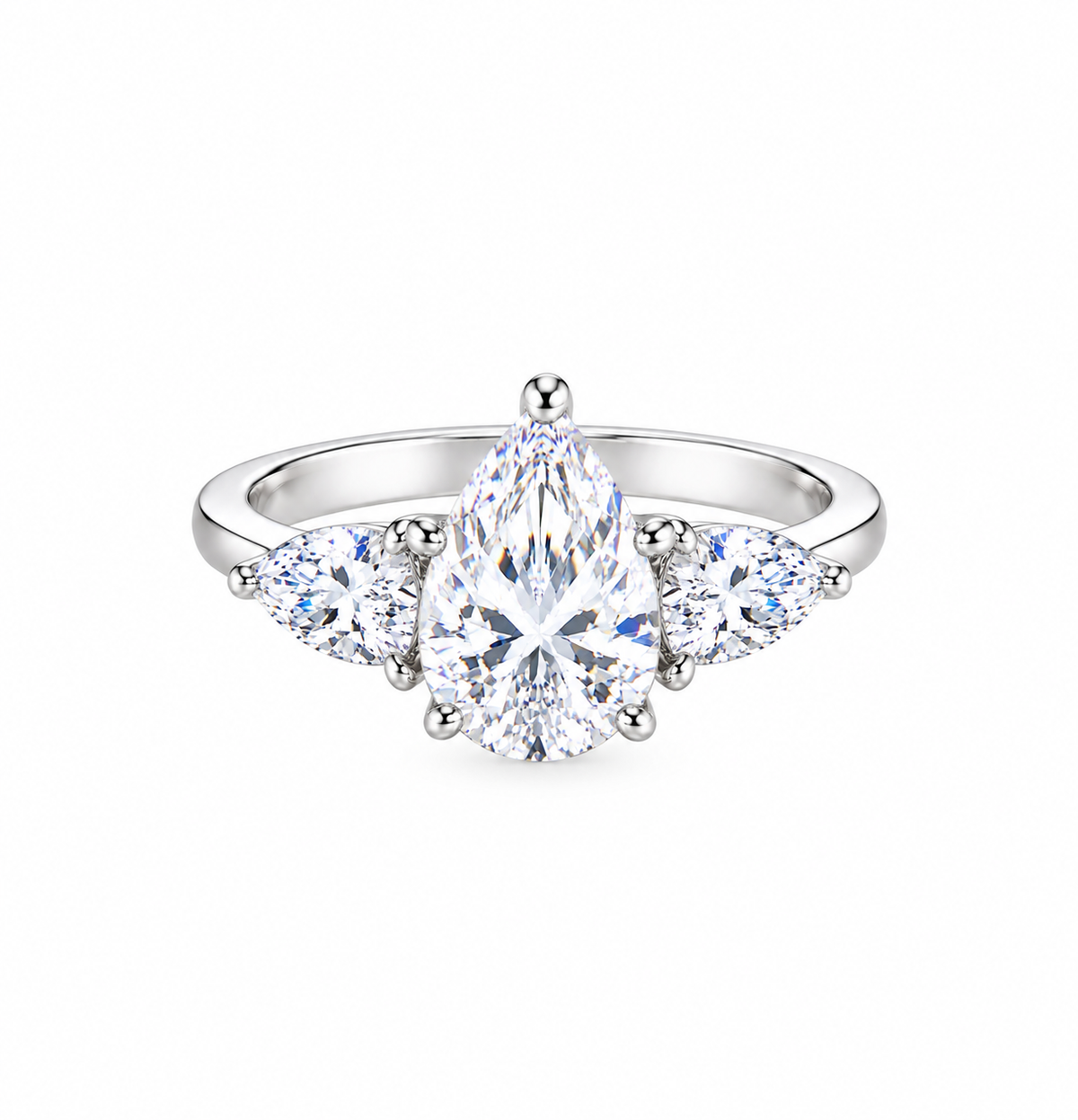 Pear Cut Three-Stone Moissanite Ring