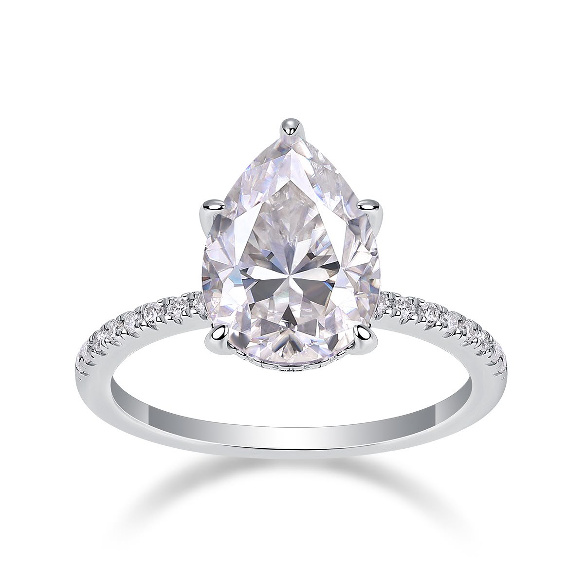 Pear-Cut Moissanite Solitaire Ring