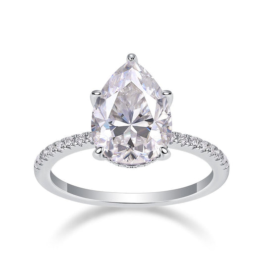 Pear-Cut Moissanite Solitaire Ring
