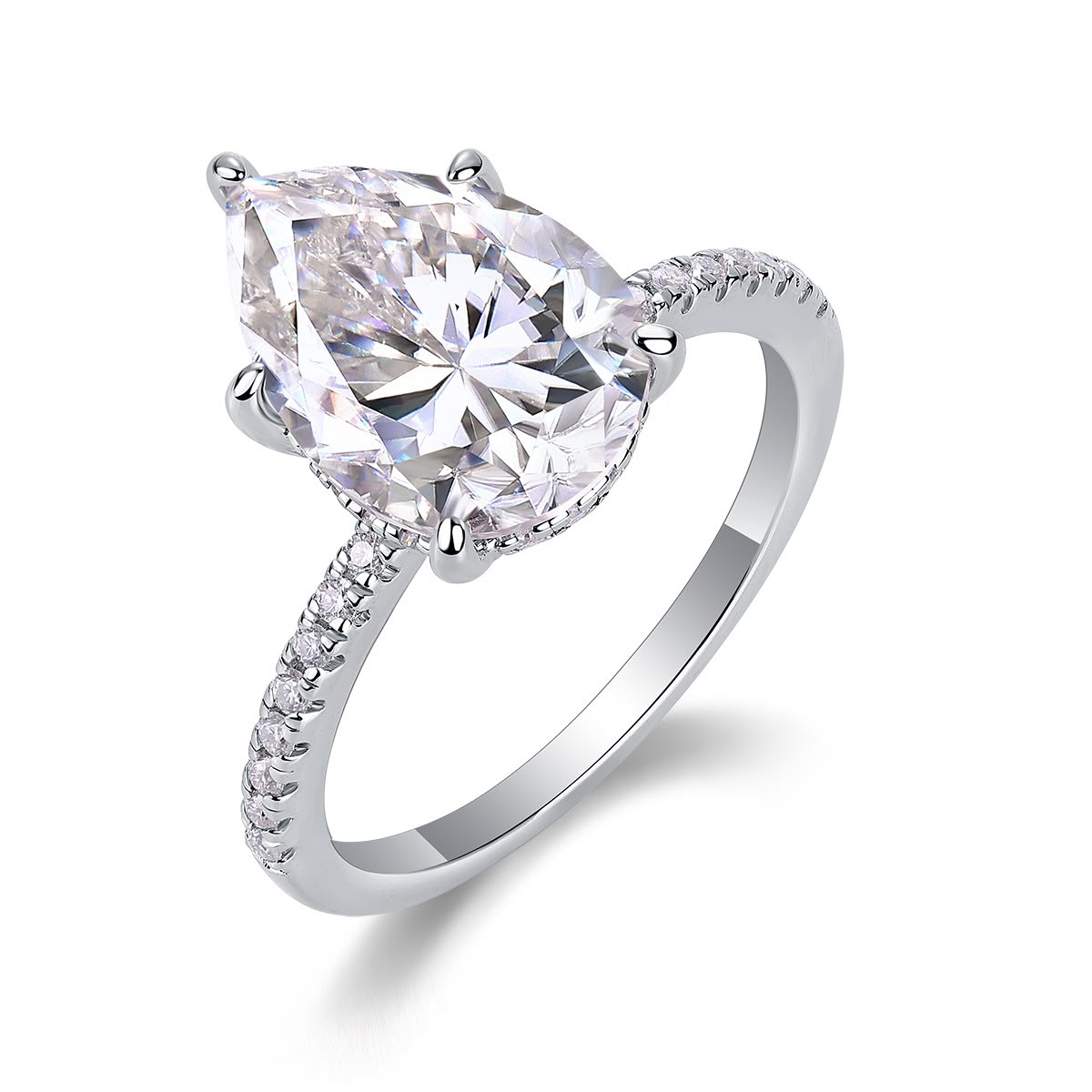 Pear-Cut Moissanite Solitaire Ring