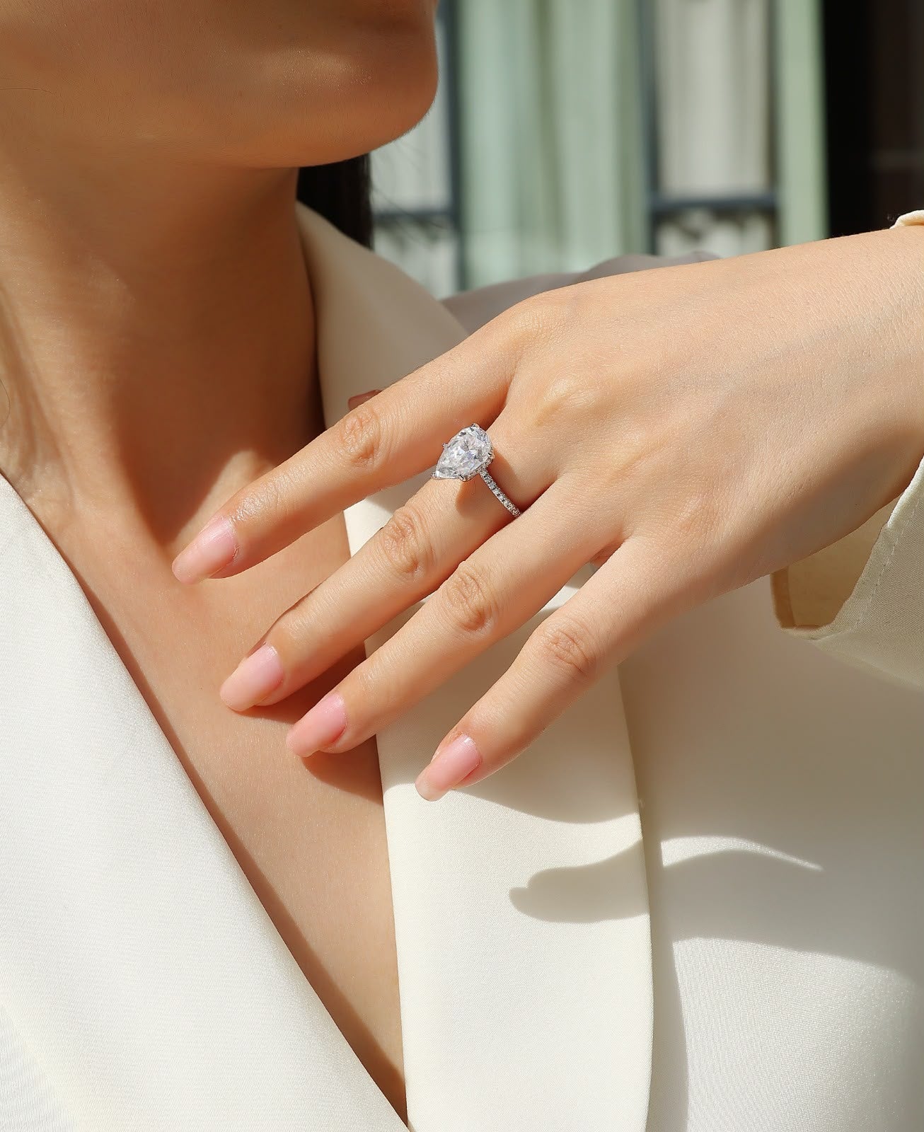Pear-Cut Moissanite Solitaire Ring