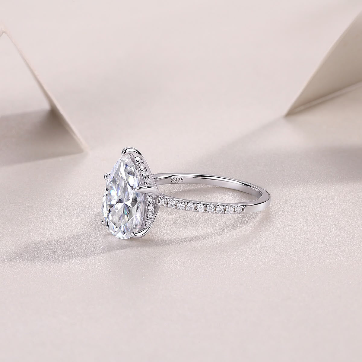 Pear-Cut Moissanite Solitaire Ring