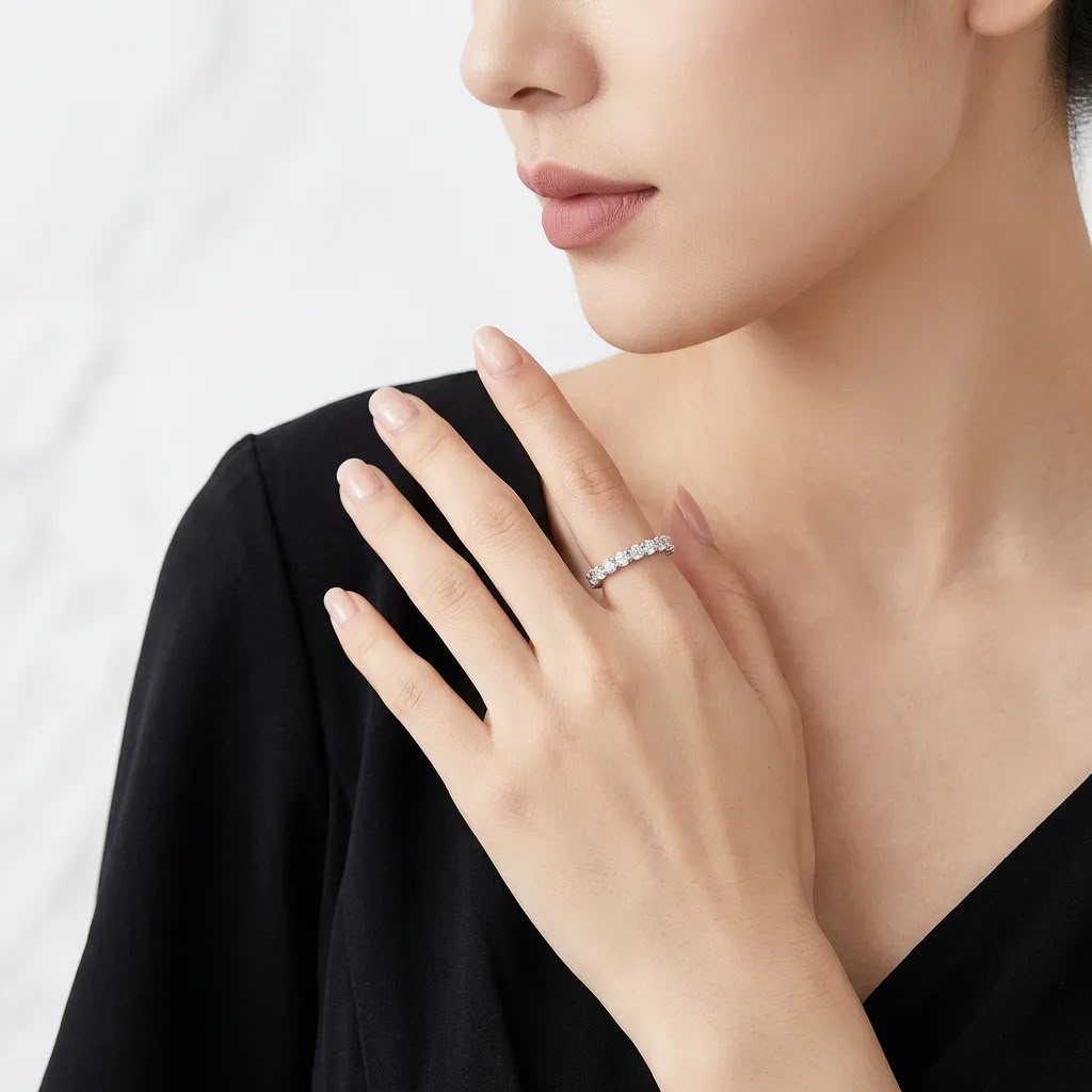 Classic Half Eternity Moissanite Ring